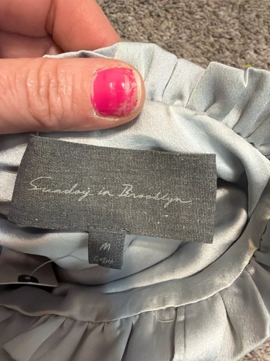 Anthropologie Sunday in Brooklyn Blue Smocked Textured Peplum Tank Size M NWT - Picture 6 of 8